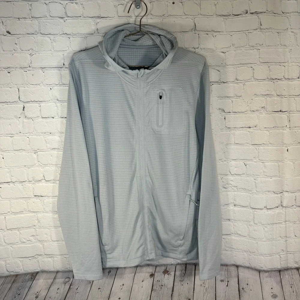 NWOT Ten Thousand Full Zip Hoodie Mens Light Blue Grid Fleece Jacket L